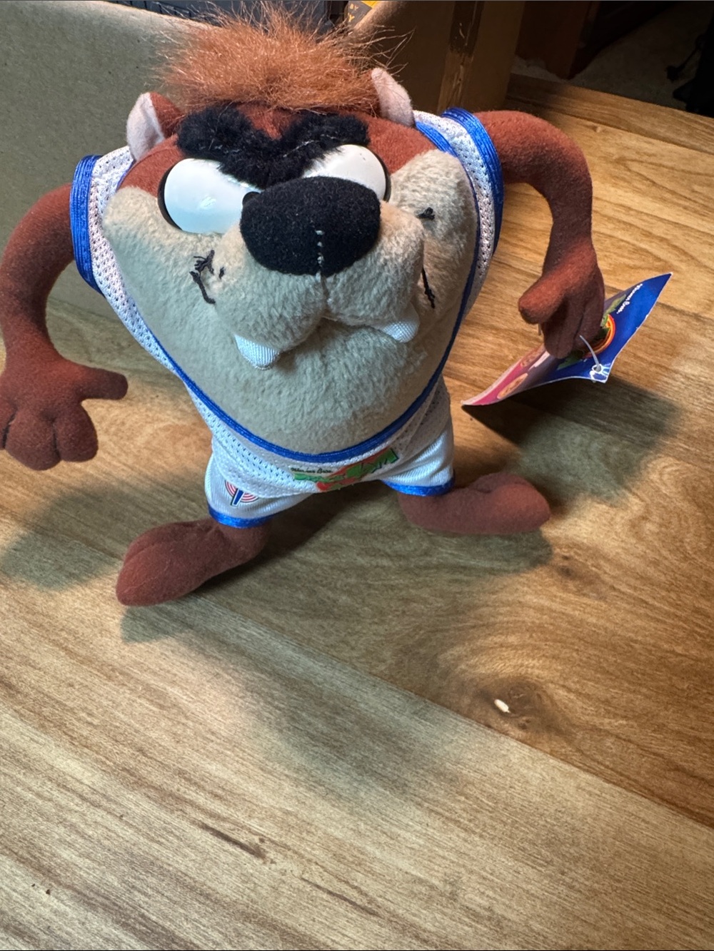 Vintage 1996 Warner Bros. Taz Plush Toy in Brown, Cream and Blue